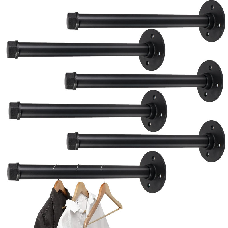 25.4cm Wall Mounted Clothes Rack, Black
