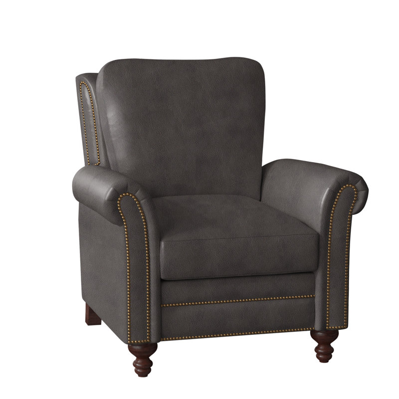 Richardson Recliner, French Natural, Mahogany, Anilina Cacao Genuine Leather