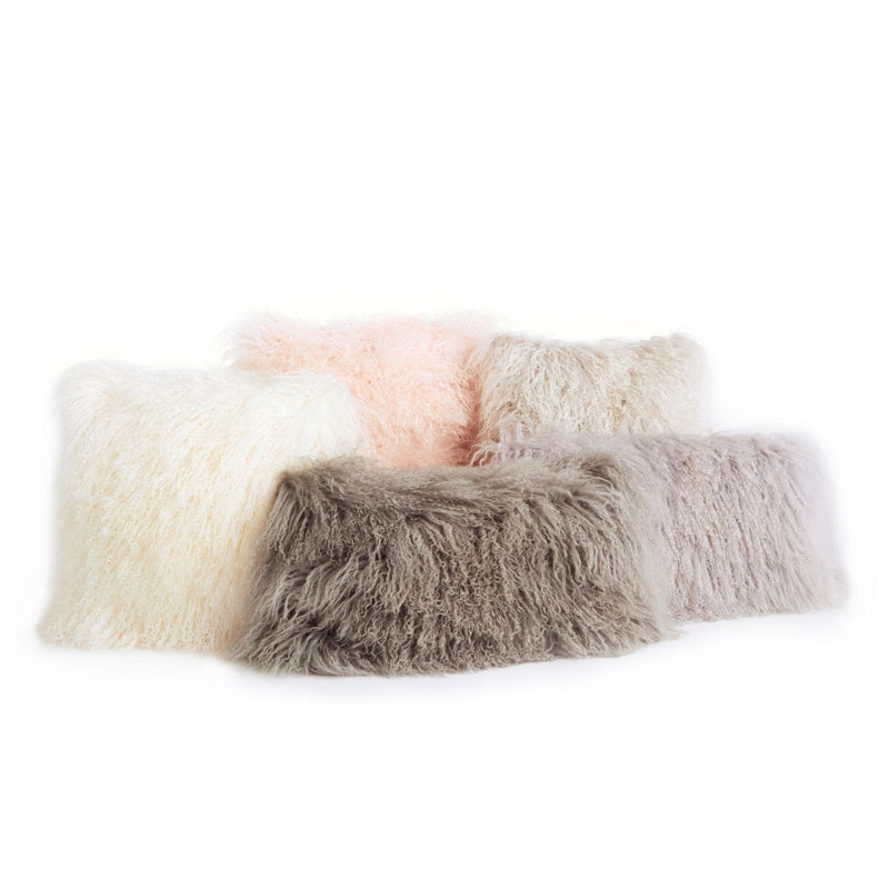 Tibetan Lamb Sheepskin Pillow by Outpost Original, 24" x 24", Black
