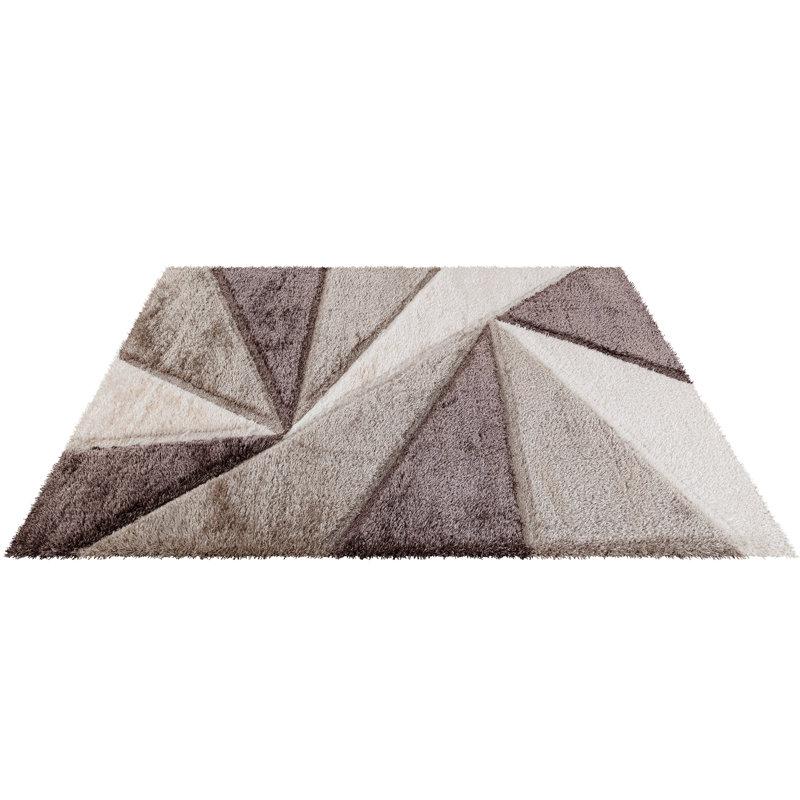 Shaggy Geometric Rug – 100% Polyester Soft Pile Carpet, Colourfast, Water & Soil Repellent, Anti-Static Modern Living Room Rug