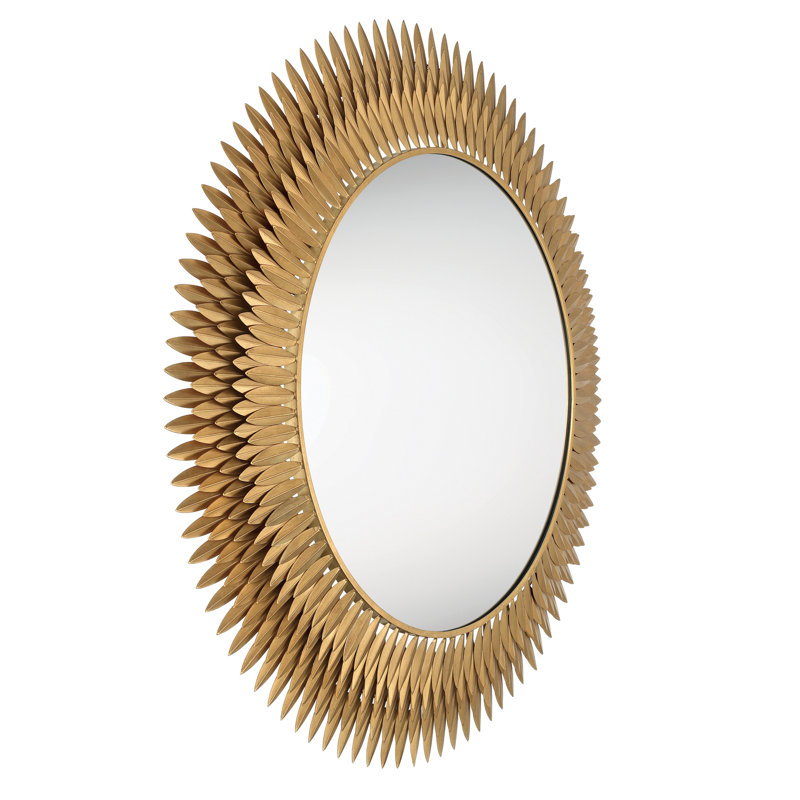 Miroir doré antique 46,75 po Hiren, 46,75 po x 46,75 po, Or antique, Cercle