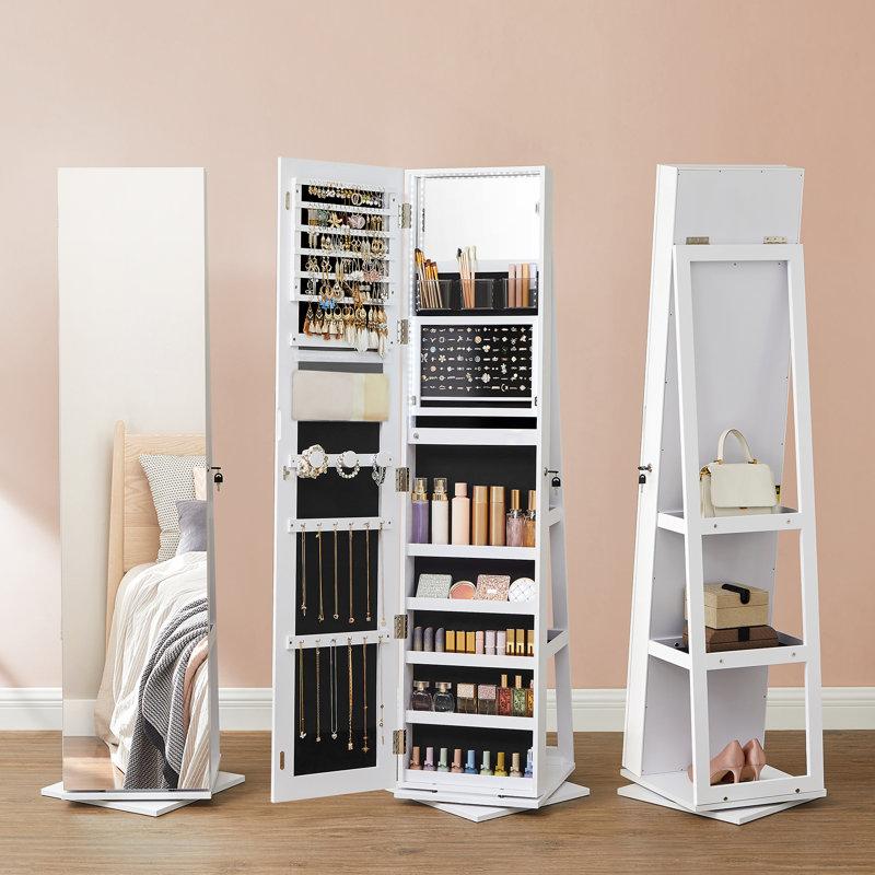 Ardolino 15'' Wide Jewellery Armoire with LED and Flip-over Makeup Shelf