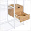 Garde-robe de style ouvert avec rails suspendus, tablettes et tiroirs