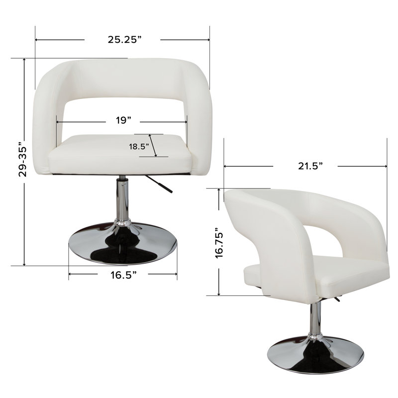 Fauteuil de coiffeuse moderne Ronni, siège pivotant à 360 ° avec hauteur réglable et base plate en acier inoxydable