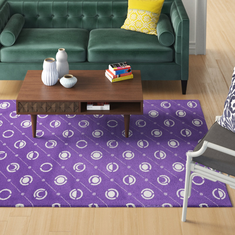 Tapis décoratif Purple phases de lune classiques, Rectangle 5 pi x 7 pi