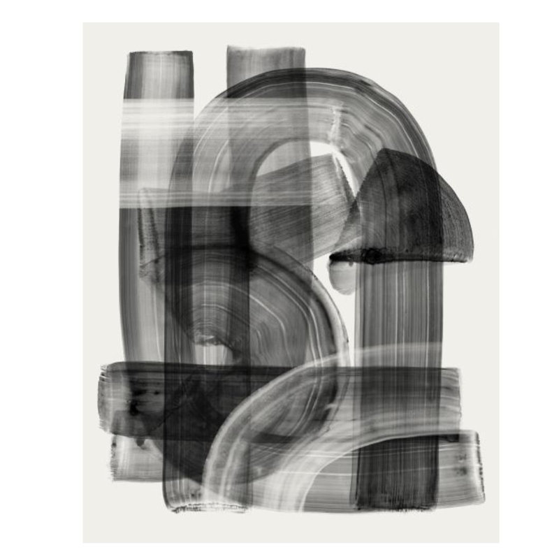 Stroke Layering In Black LII Painting by Guseul Park, Outdoor, 59" H x 47" W x 1.5" D