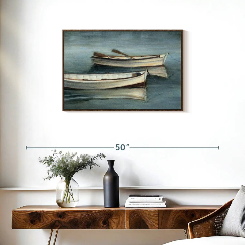 Petites eaux calmes I, Cadre flottant en noyer, 31 po x 21 po