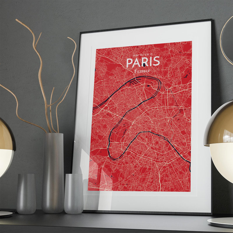 Paris City Map in Nautical 1 Piece Wall Art, 36cm H x 24cm W x 0.05cm D