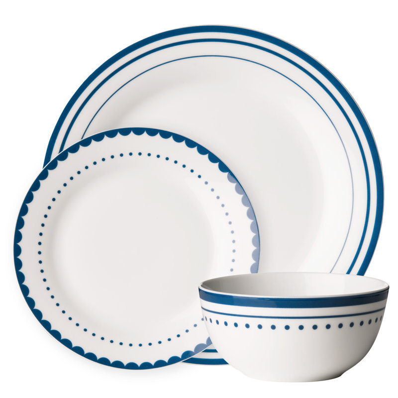 Blanch Porcelain China Dinnerware Set 12 Piece - Service for 4