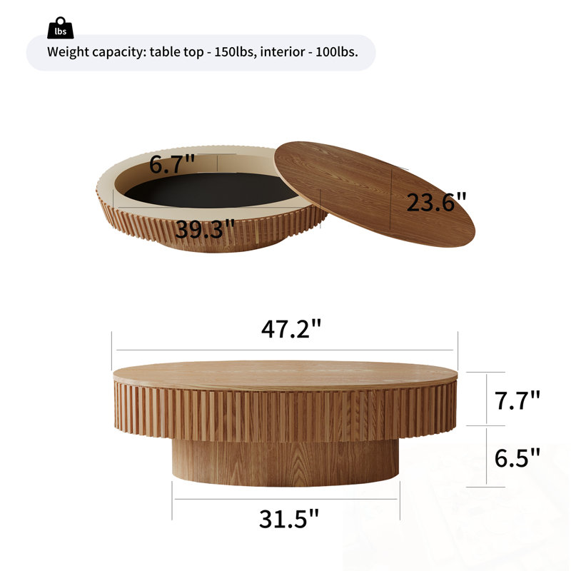 Rangement ovale avec couvercle basculant Hoerner, Naturel