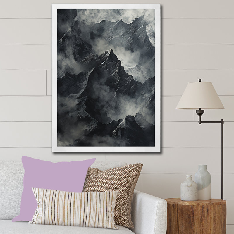 " Mountains Percolated Peaks I ", White Single Picture Framed, 40" H x 30" W x 1.5" D
