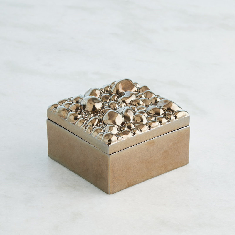 Boîte carrée galets - bronze