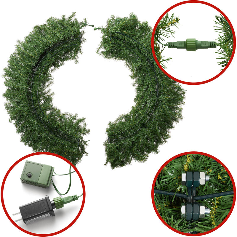 48-Inch Green Fir Pre-Lit Christmas Wreath with Multicolor Lights