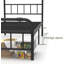 Structure de lit simple en métal Mariah, tête de lit haute de 40 po et plateforme de 14 po de hauteur, acier robuste, style industriel, sans grincement, rangement sous le lit, aucun sommier requis-468613465