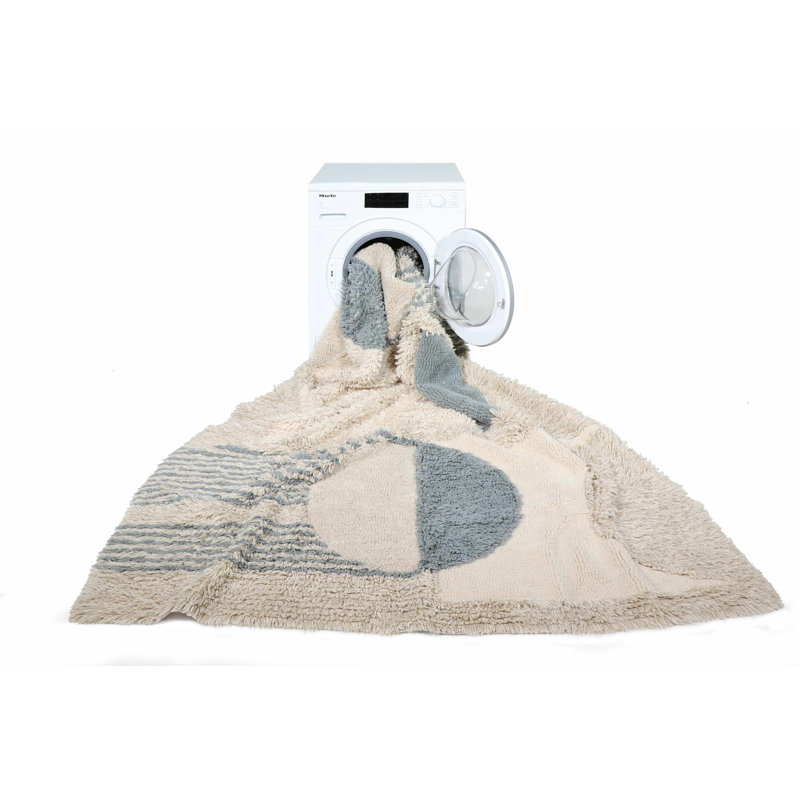 Regina Giménez Hand Tufted Wool Moroccan Area Rug in Sea Shell/Almond Frost/Smoke Blue/Sandstone