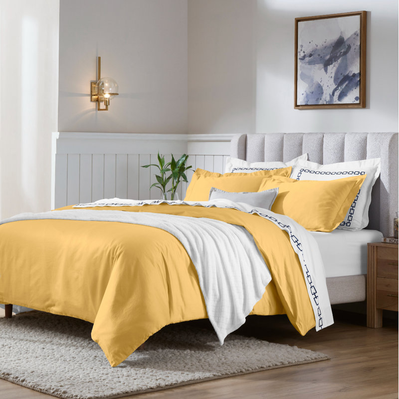 Ensemble de housse de couette de luxe en coton égyptien certifié 650 fils Luxury, Or