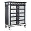 Commode 6 tiroirs Varian II, miroir, noir et argent