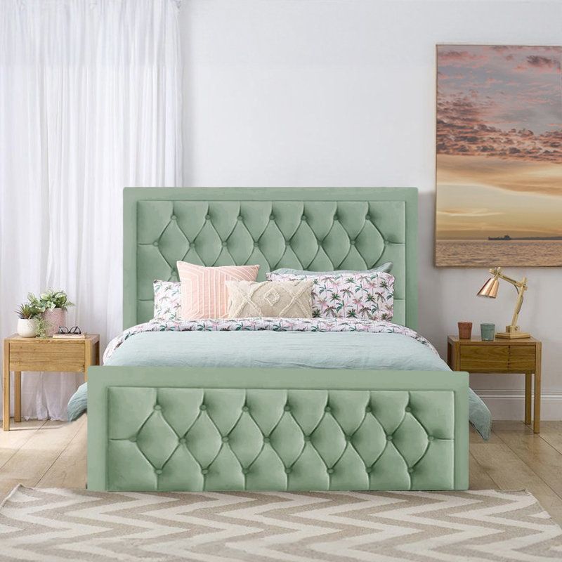 Lillias Upholstered Ottoman Storage Bed, 135 x 190 cm, Duck Egg