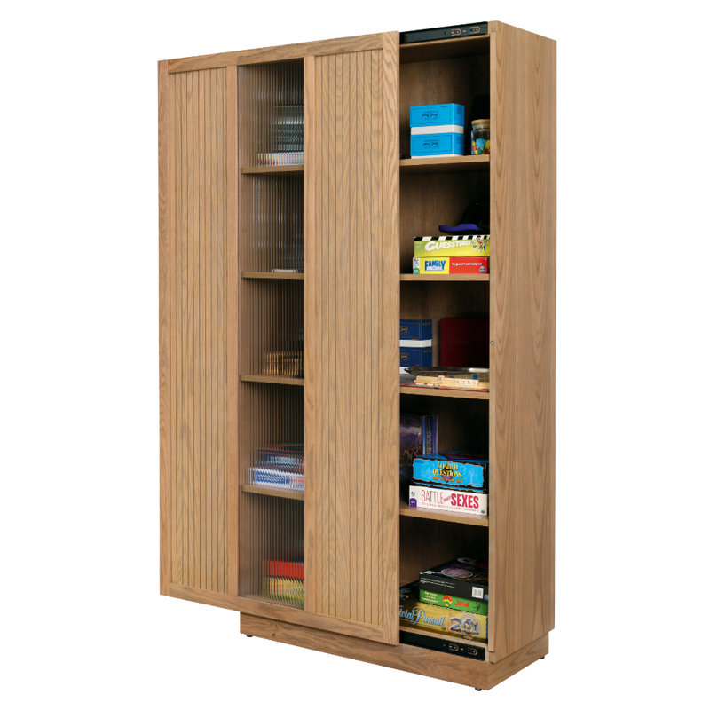 Nora 5-Shelf Sliding Door Storage Cabinet, Ivory