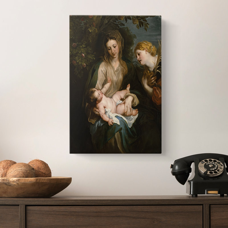 Vierge à l'enfant avec Sainte Catherine d'Alexandrie - Toile tendue avec châssis par Anthony van Dyck, 8 x 12