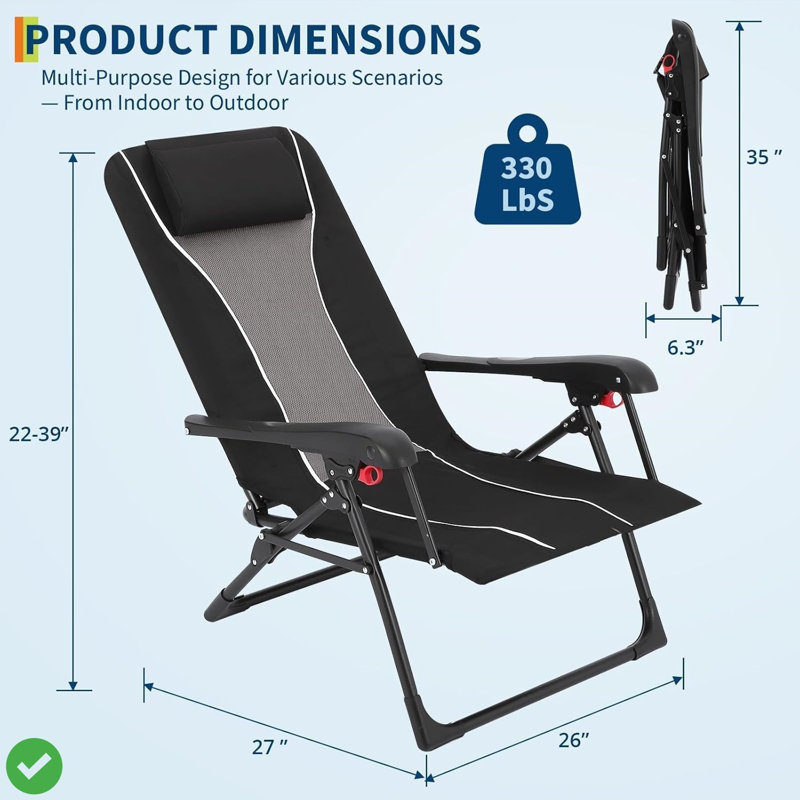 Chaise longue de plage pliante pour adultes