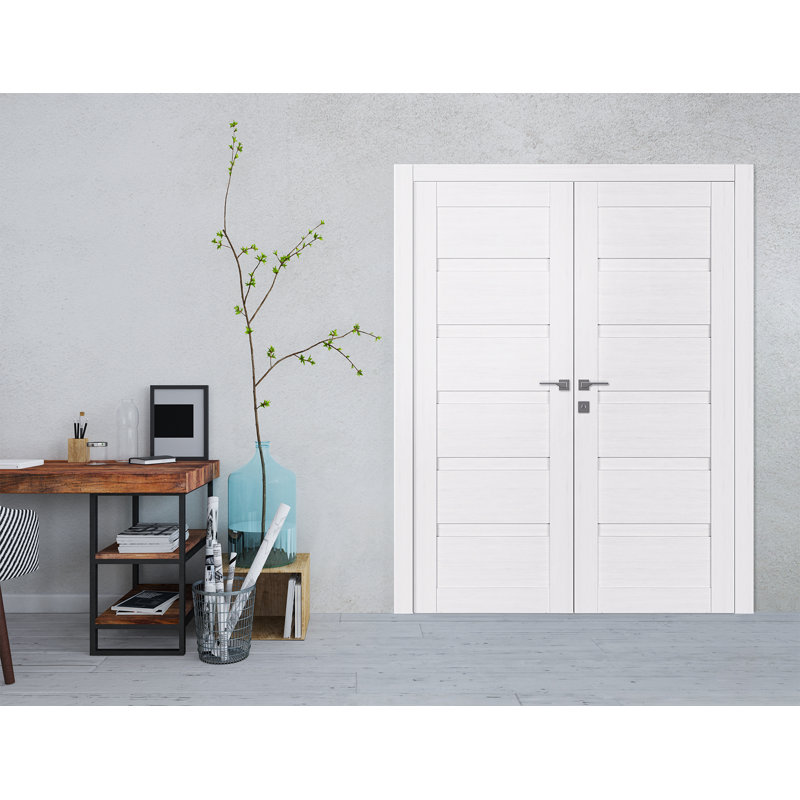 Panelled Solid Manufactured Wood Louvre Standard Door, 35.875" x 83.23", Textured White