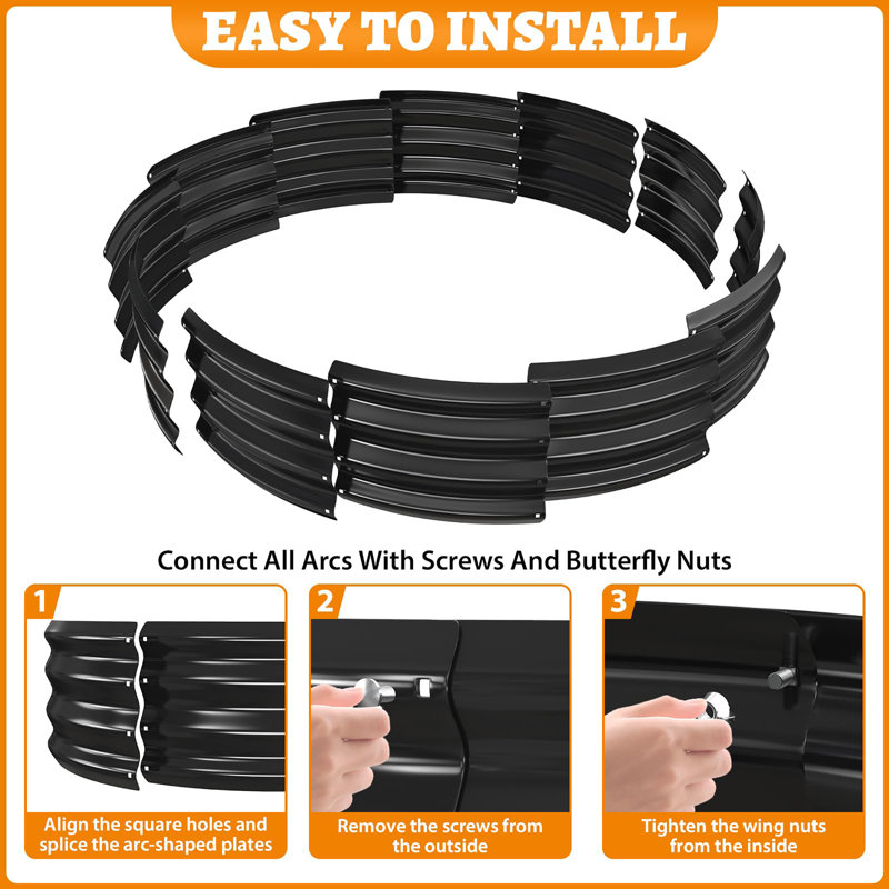 Metal Fire Pit Ring/Bonfire Fire Ring- 5 FT Diameter, Black