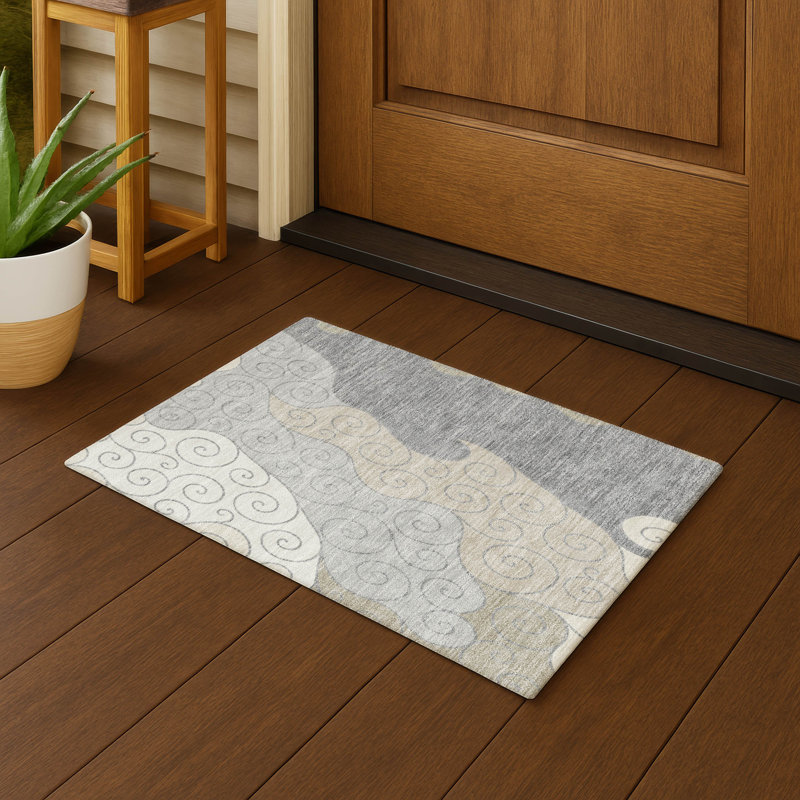 Tapis intérieur / extérieur lavable à la machine Chantille ACN2464, 1 pi 8 po x 2 pi 6 po, Argent argent