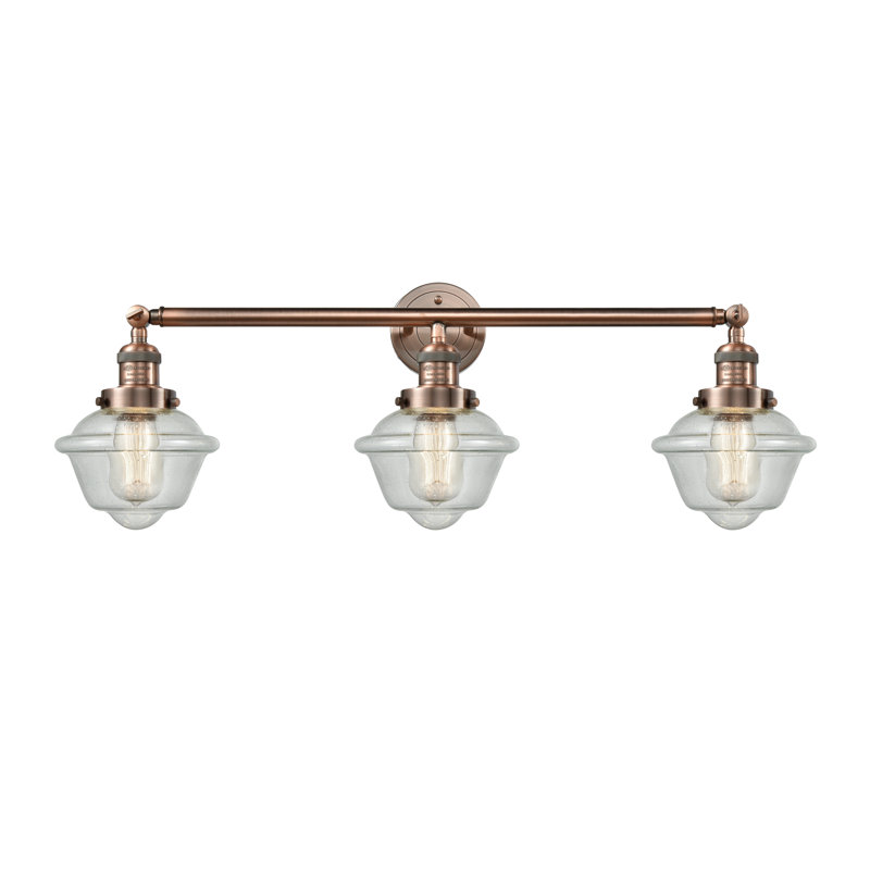 Anthony 3 - Light Dimmable Vanity Light, 60 Watt Vintage Incandescent Bulb, Seedy, Antique Copper