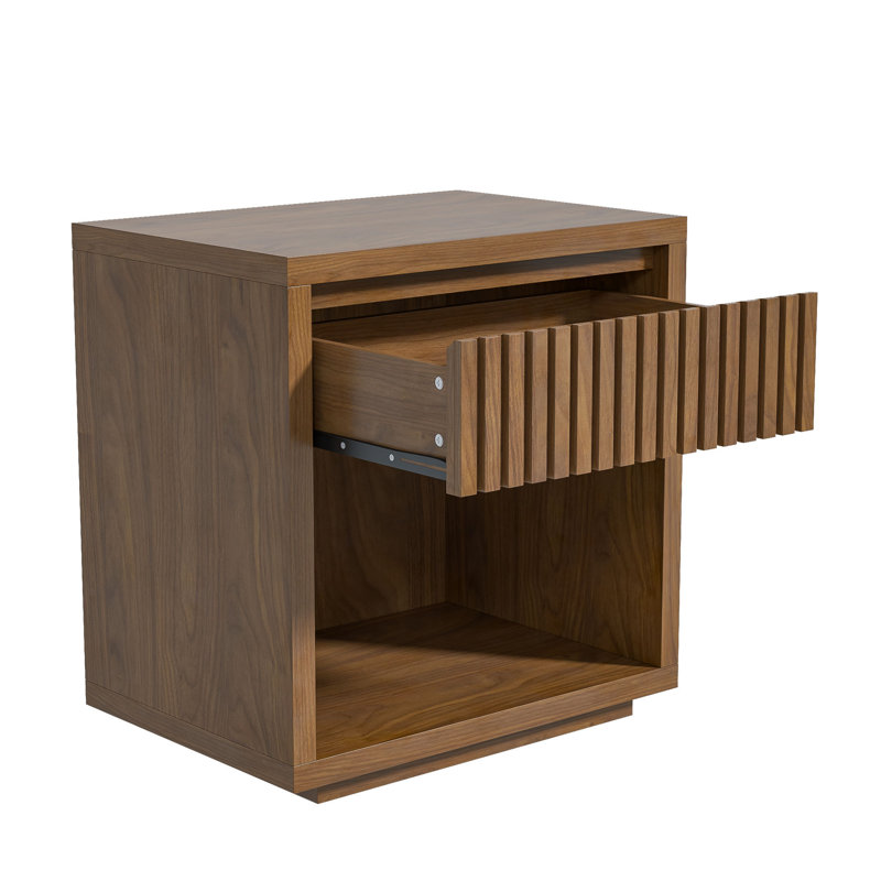 Table de chevet cannelée, table de chevet avec tiroir et rangement, table d'appoint, table d'appoint pour chambre à coucher