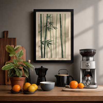 Bamboo in Mist Japandi - Framed Print