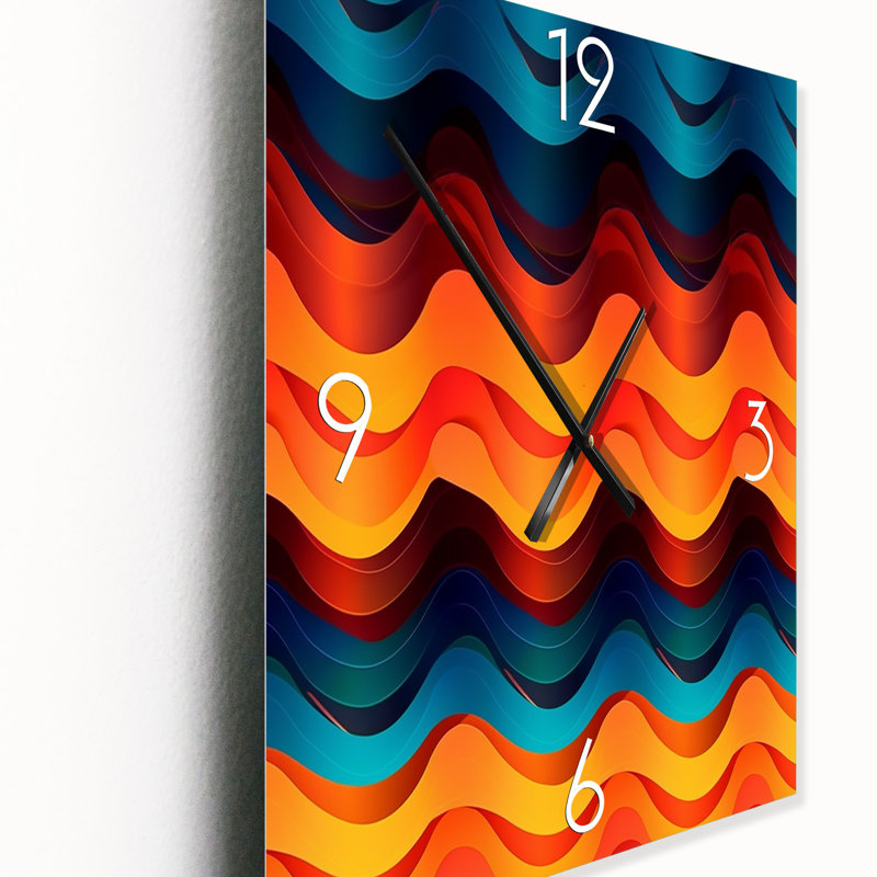 Les vagues de la musique en bleu rétro - horloge murale rétro, Grand