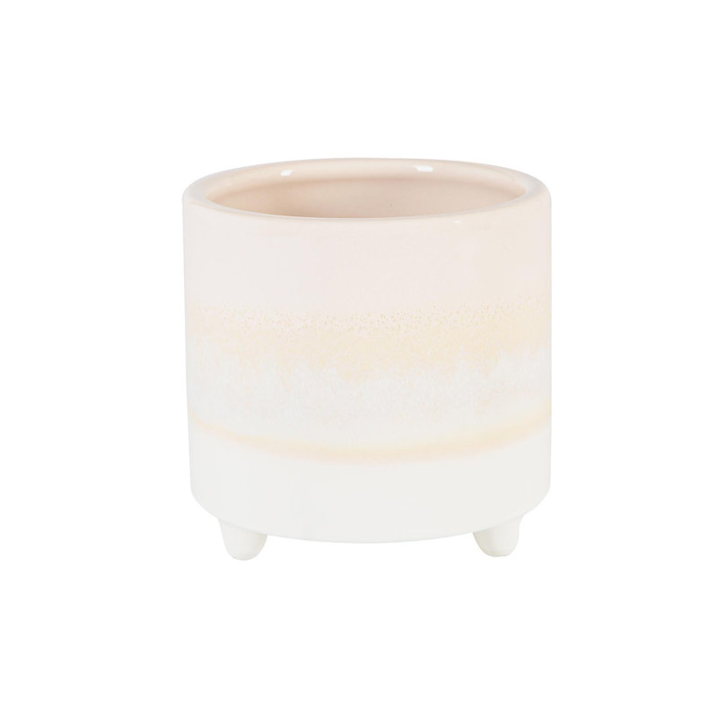 Nicola Spring - Reactive Glaze Footed Plant Pot, 10cm H x 10.5cm W x 10.5cm D, Natural