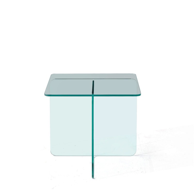 Table de bout en verre trempé transparent, petite table de thé et table de chevet en verre trempé, Clair