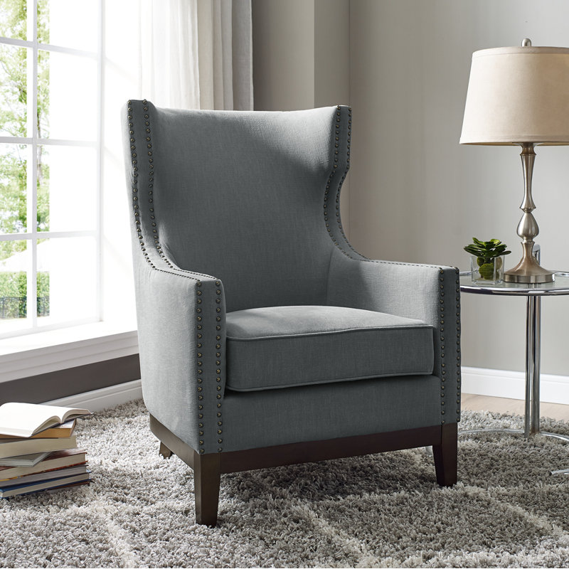 Fauteuil rembourré Sufan, Lin gris foncé
