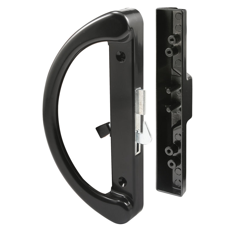 Poignée de porte coulissante moulée sous pression à crochet, noire (1 ensemble)