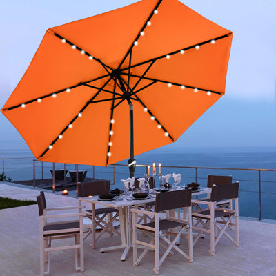 Parasol de marché avec lumières solaires à DEL, inclinaison et manivelle Cutshall