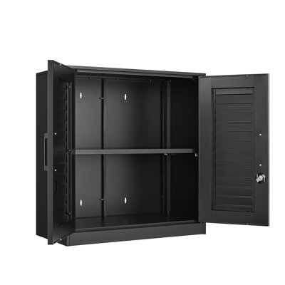Armoire murale en métal, armoire de rangement murale avec serrure et poignée, armoire murale de garage avec tablettes réglables pour garages, espaces de rangement, sous-sols