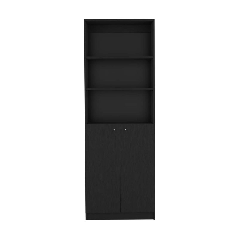 Bibliothèque Home 2 portes, unité de rangement moderne avec portes doubles et tablettes à plusieurs niveaux