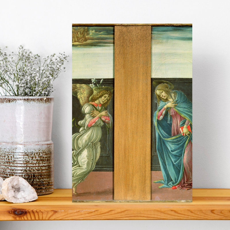 The Annunciation Abstract Contemporary Wall Art Print by Sandro Botticelli - Wrapped Canvas Print, 45.72cm H x 30.48cm W