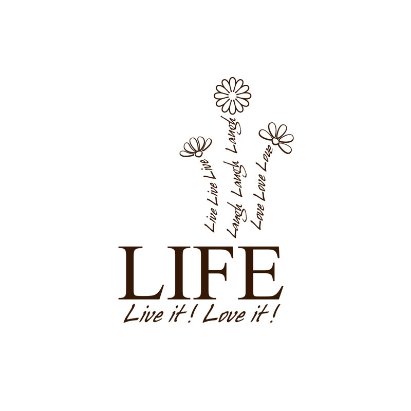 Adhésif décoratif "life-live ! love !", Chocolat