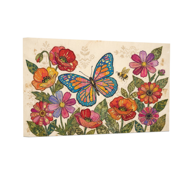 Animaux, motif de fleurs, abeilles et jardin, H 24 po x l 36 po