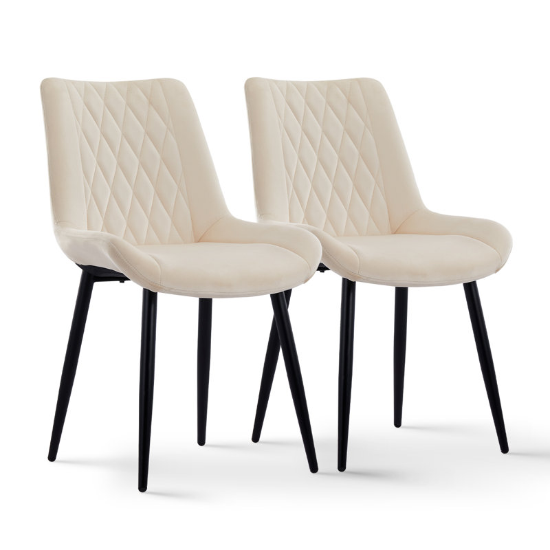 Nogales 46cm H Velvet Upholstered Side Chair, Beige