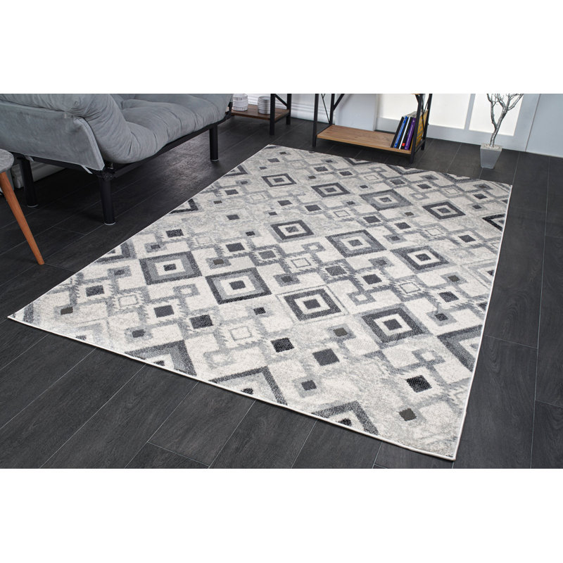 Tapis gris / noir Purcellville, Rectangle 7 pi 10 po x 10 pi 6 po