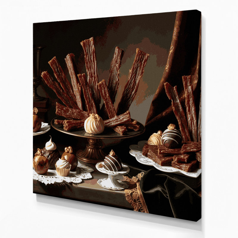 Desserts Beef jerky Black Canvas Wall Art, H 12 po x l 12 po