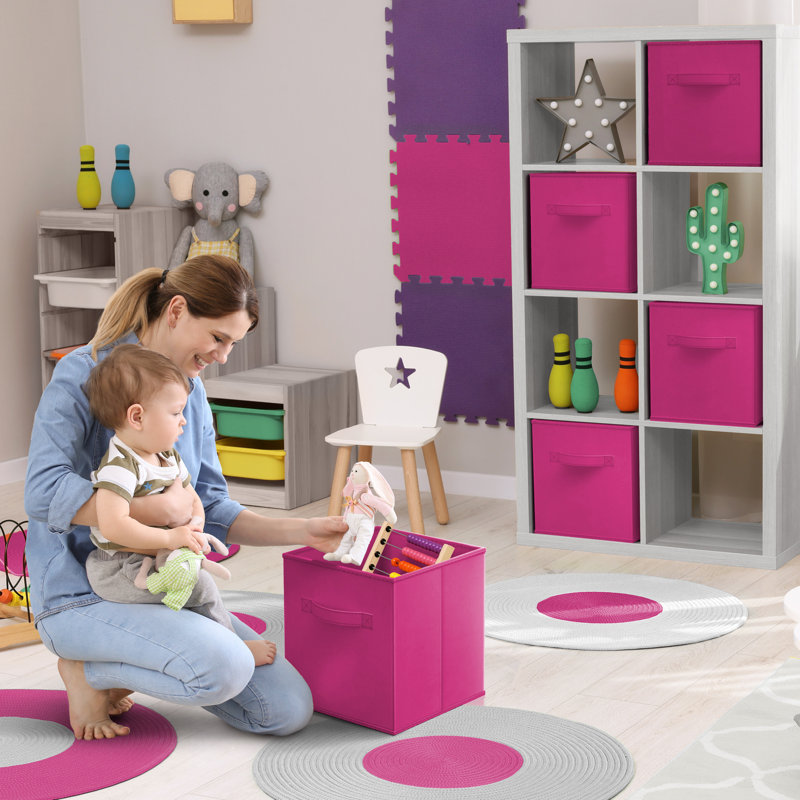 Grands cubes de rangement pliables 13 po avec poignées 13 pièces, rose, Rose