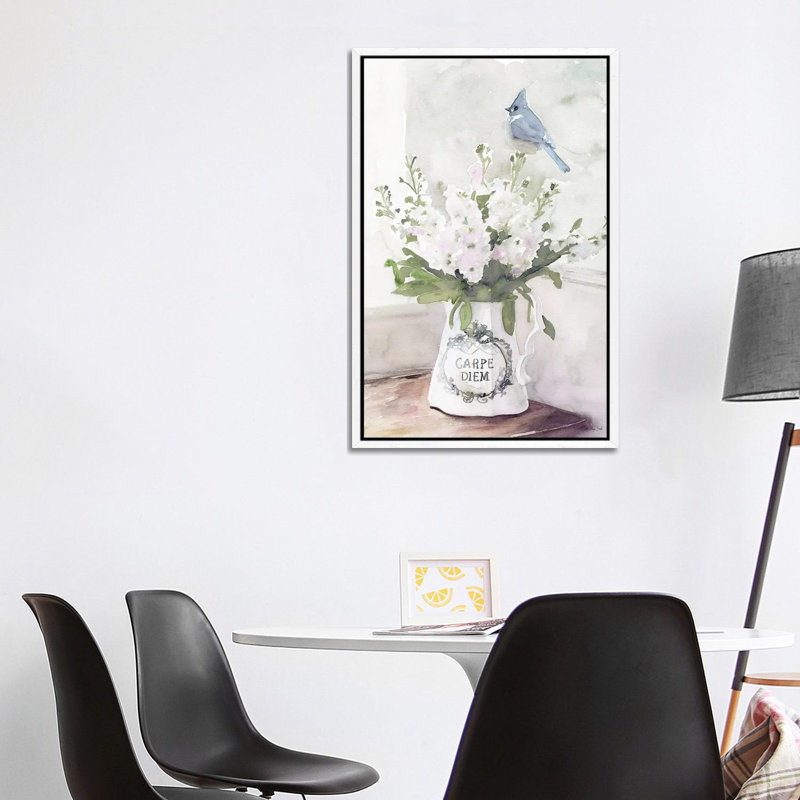 Parisian Pot III by Stellar Design Studio - Painting on Canvas, White Floater Frame, 101.6 cm H x 66.04 cm W x 4.445 cm D