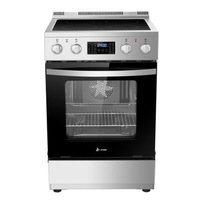Lanbo 24 Inch 2.9 Cu.ft Freestanding Electric Range with Air Fry, Rotisserie and True Convection Oven, Stainless Steel