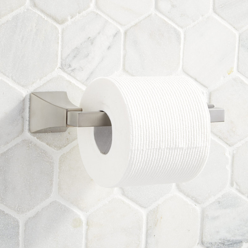 Signature Hardware Totten Wall Mount Toilet Paper Holder, Brushed Nickel