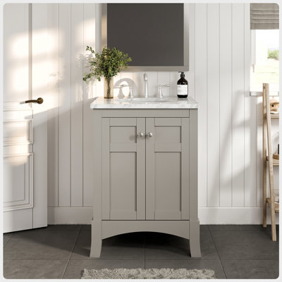 Clamart 24'' Free-standing Single Bathroom Vanity with Carrara Marble Vanity Top